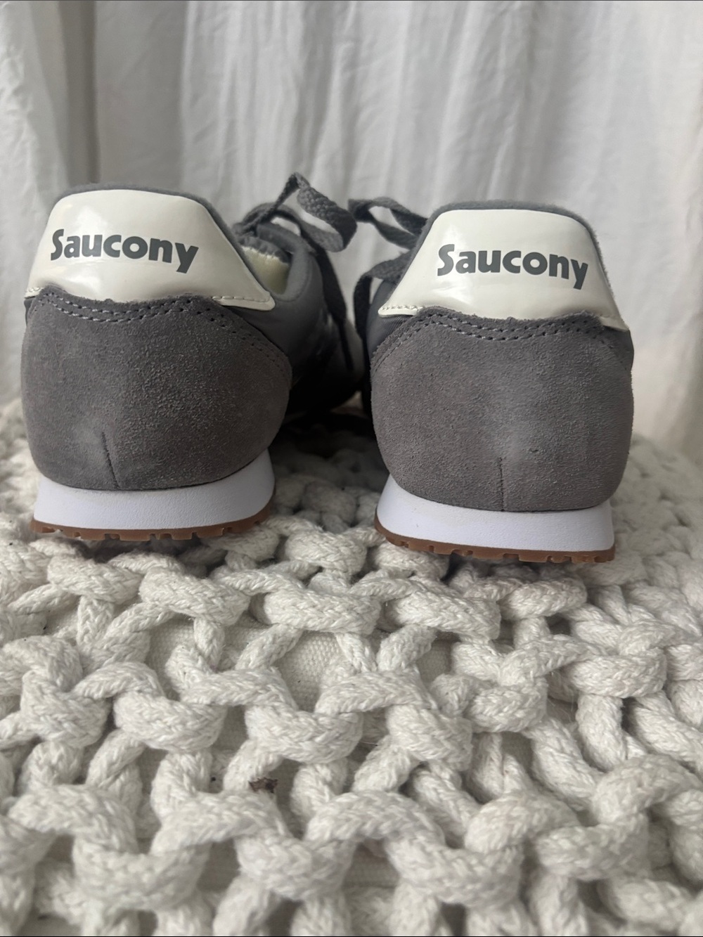 Saucony Gray Suede & Mesh Sneakers with Gum Outsole - Picture 3 of 9